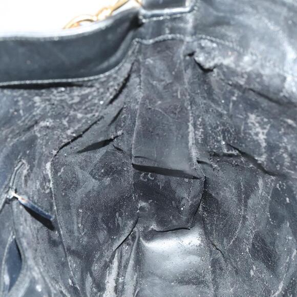 GUCCI Bamboo Hand Bag Leather Black Gold 001 001 - Picture 15 of 16